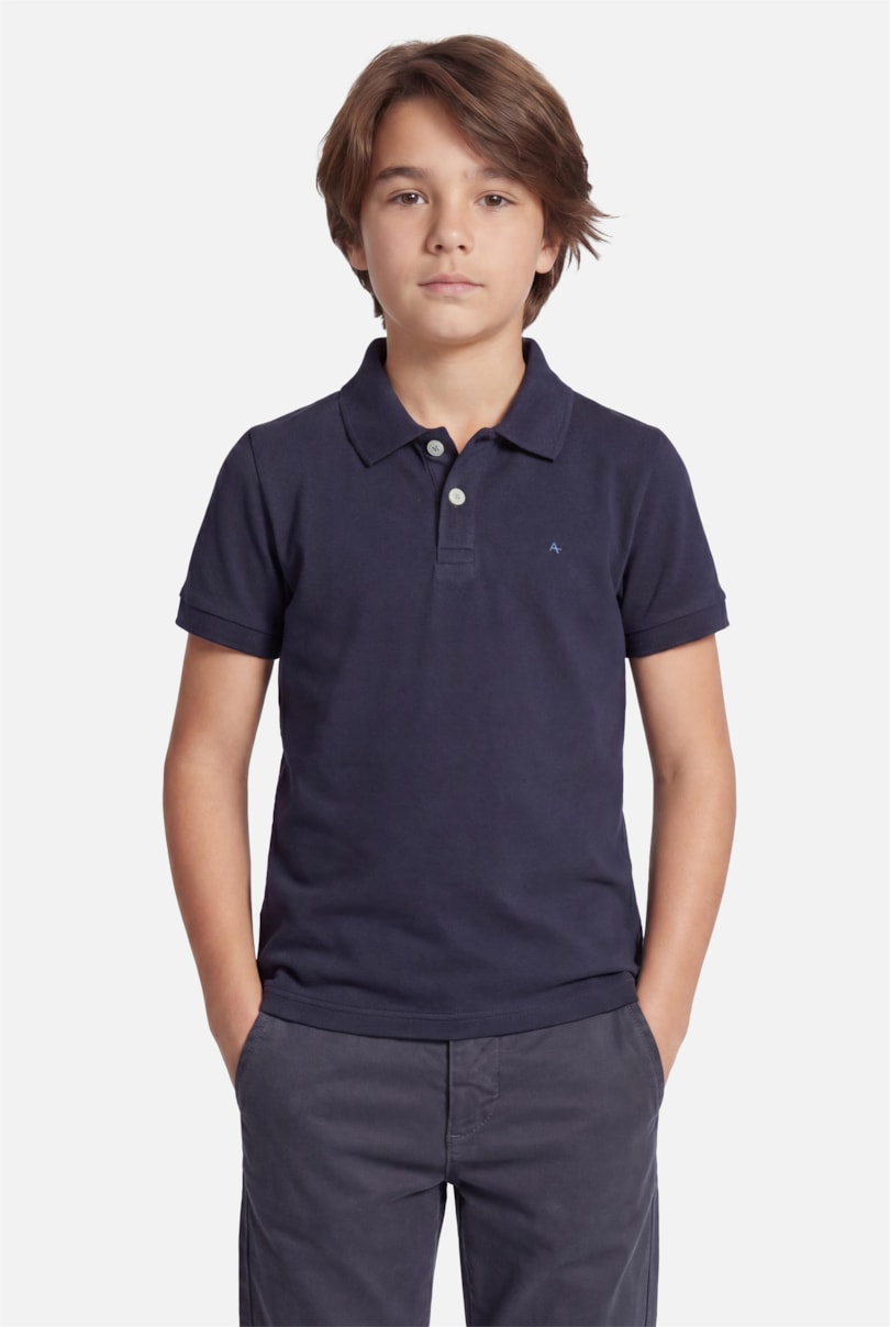 Polo Manga Curta Infantil Frisos Navy