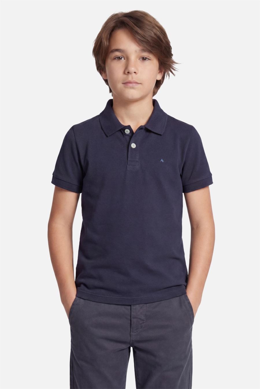 Polo Manga Curta Infantil Frisos Navy — foto 1 de 2