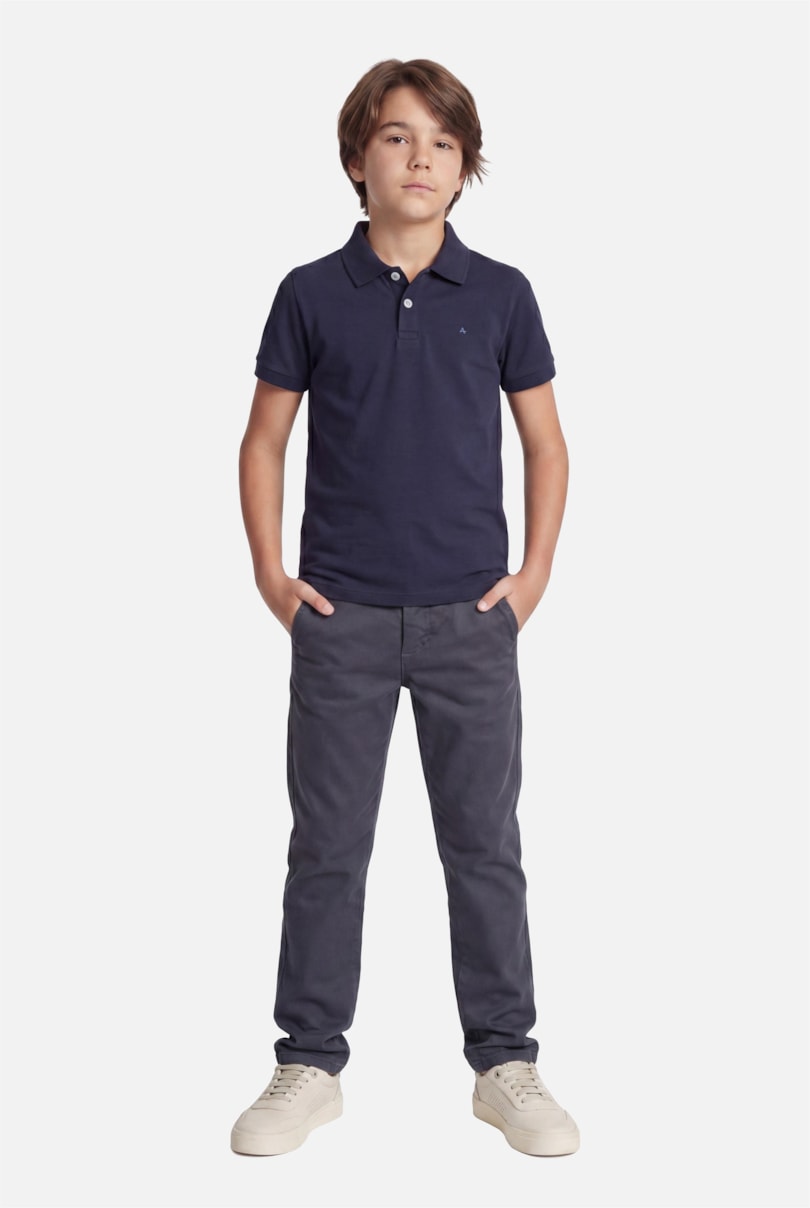 Polo Manga Curta Infantil Frisos Navy