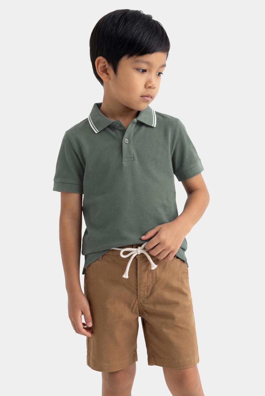 Polo Manga Curta Infantil Frisos Verde Bandeira — foto 1 de 3