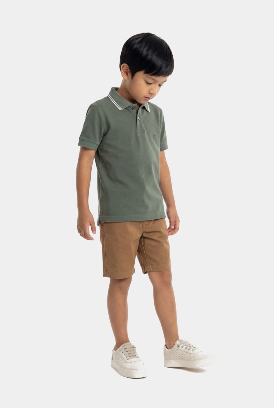 Polo Manga Curta Infantil Frisos Verde Bandeira — foto 2 de 3