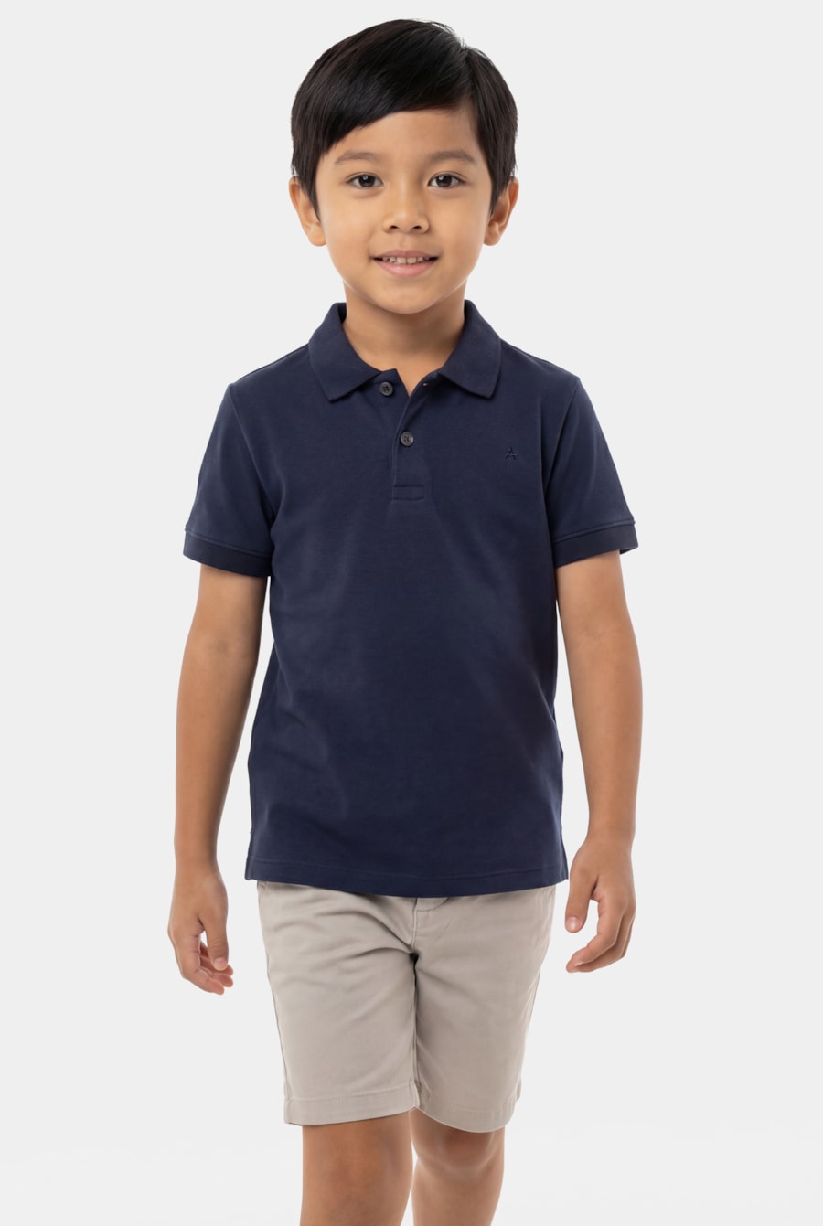 Polo Manga Curta Infantil Interlock Pima Navy — foto 1 de 6