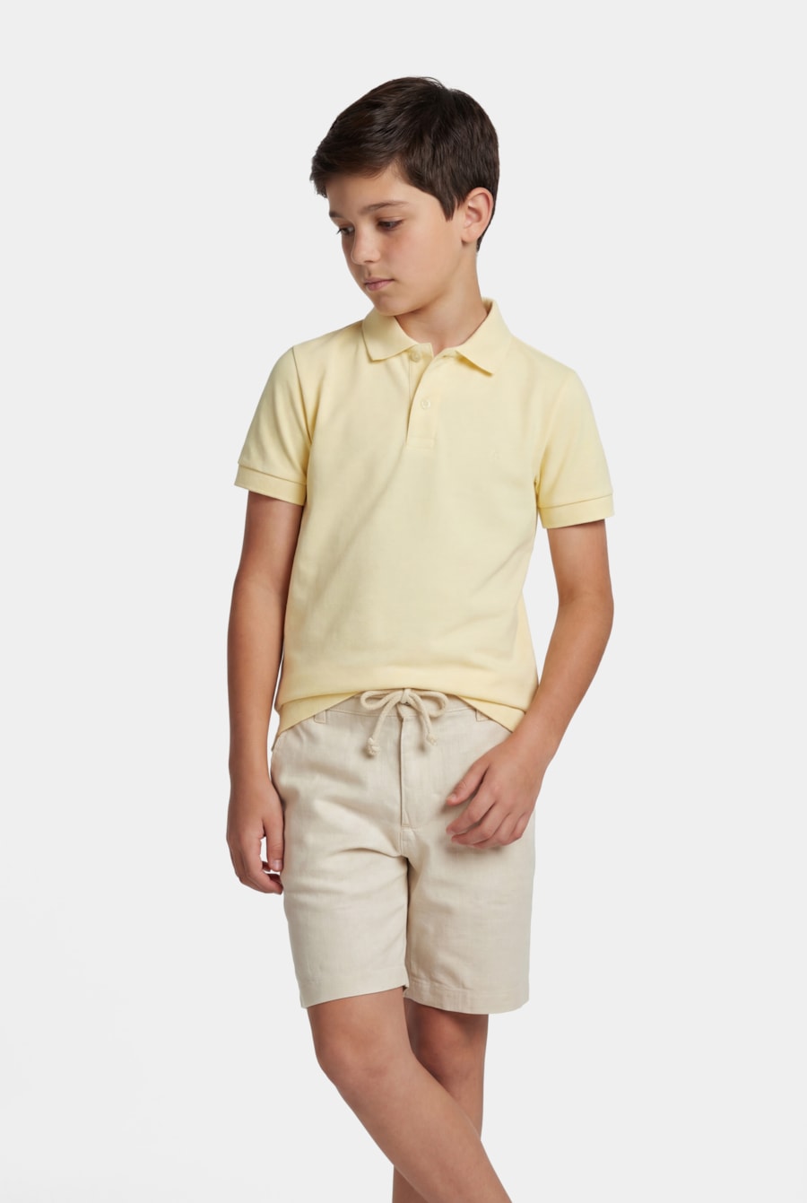 Polo Manga Curta Infantil Piquet Amarelo Medio — foto 1 de 3