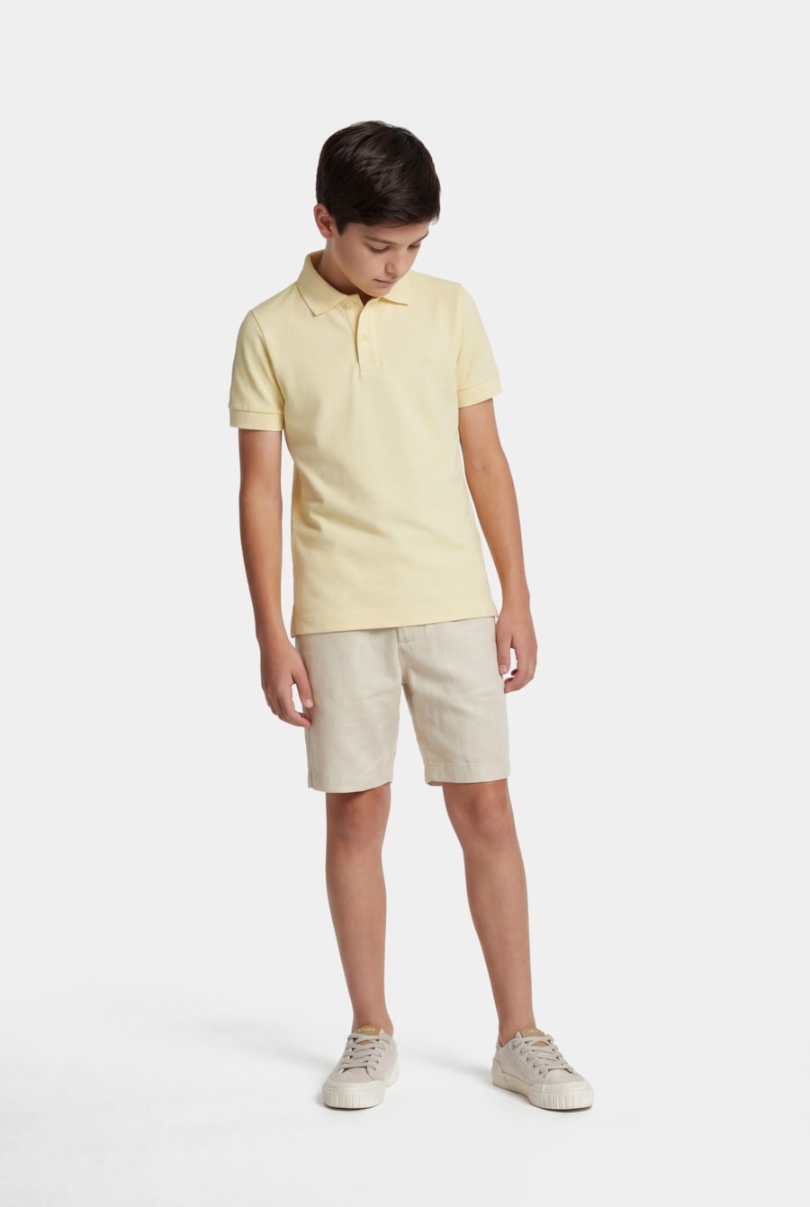 Polo Manga Curta Infantil Piquet Amarelo Medio — foto 2 de 3