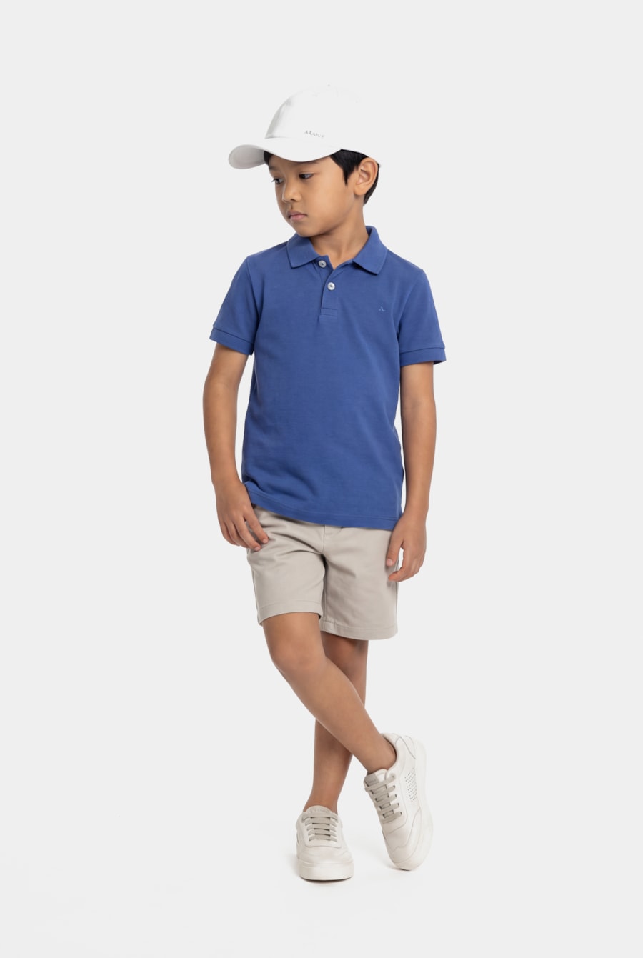 Polo Manga Curta Infantil Piquet Azul Royal - Não Ativar Mostruário — foto 2 de 5