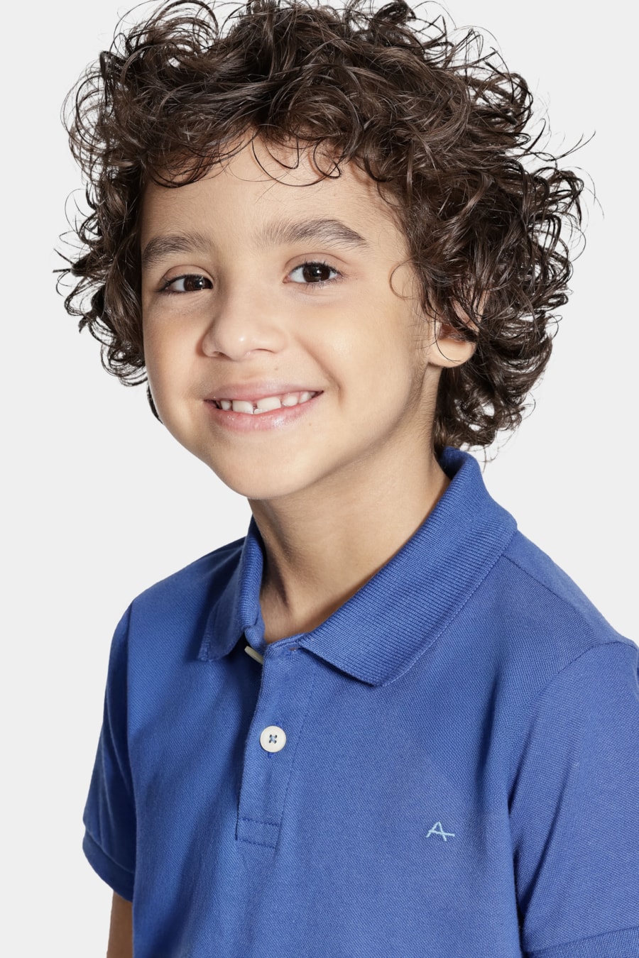 Polo Manga Curta Infantil Piquet Azul Royal - Não Ativar Mostruário — foto 3 de 5
