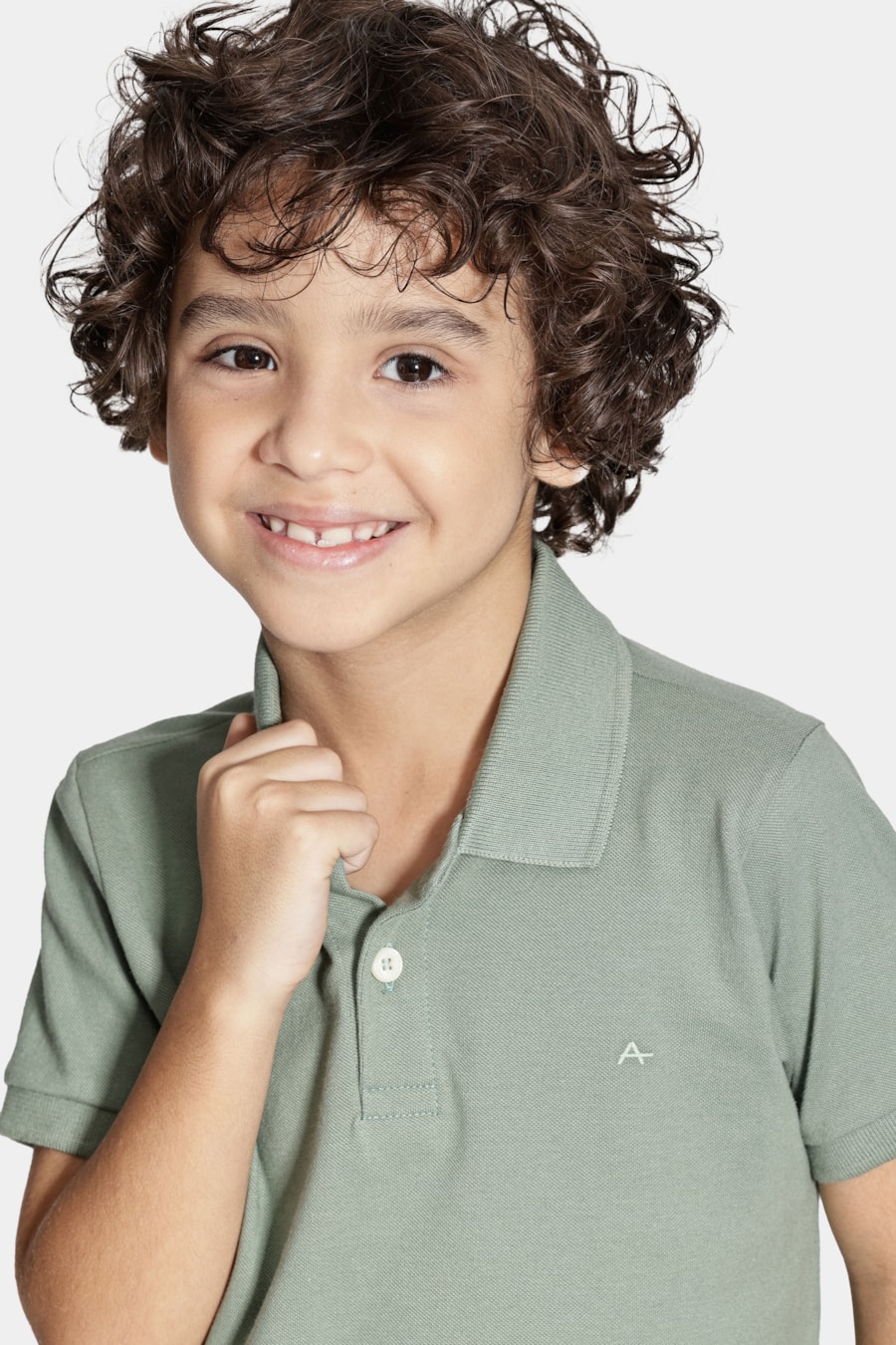 Polo Manga Curta Infantil Piquet Menta — foto 3 de 5