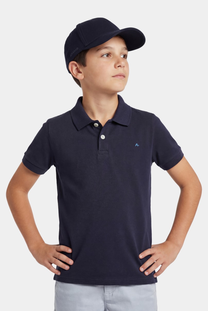 Polo Manga Curta Infantil Piquet Navy