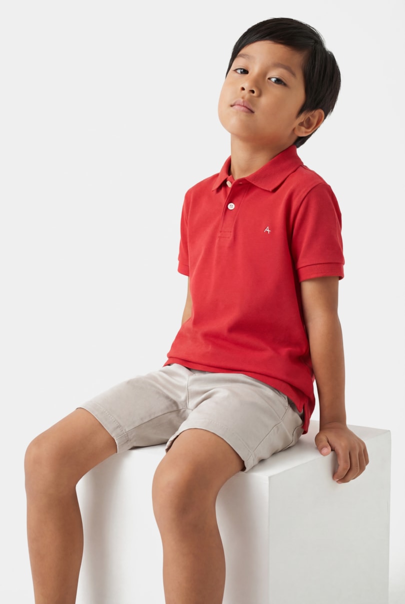 Polo Manga Curta Infantil Piquet Vermelho