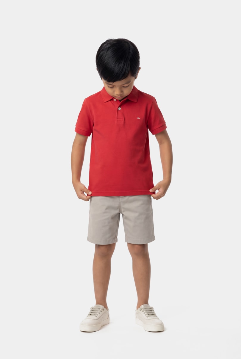 Polo Manga Curta Infantil Piquet Vermelho