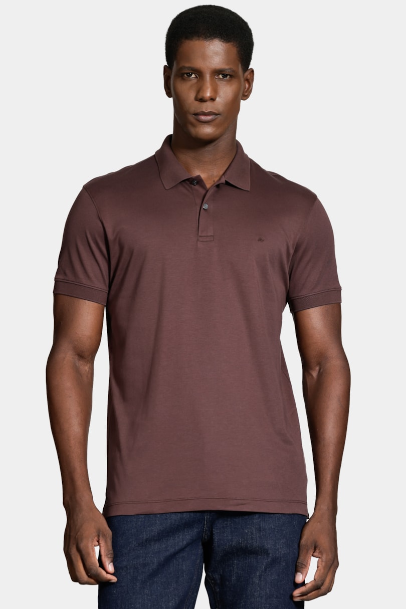 Polo Manga Curta Interlock Pima Bordeaux Intenso