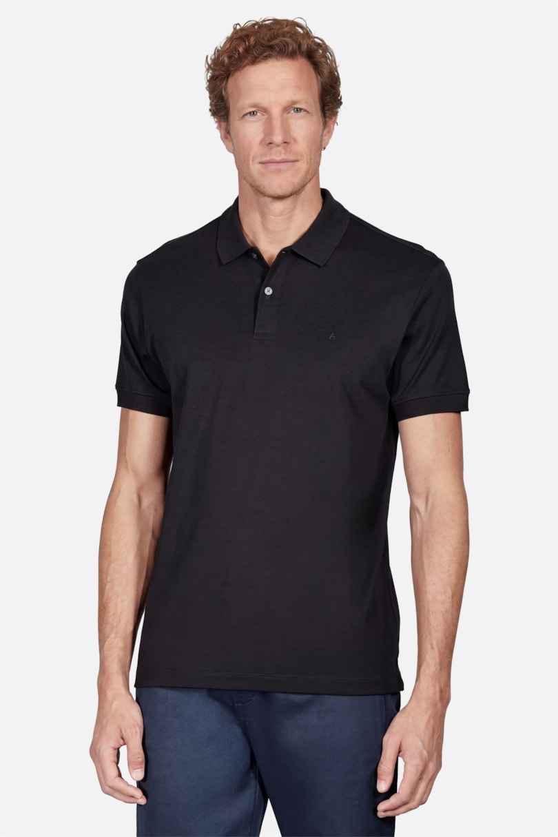 Polo Manga Curta Interlock Pima Preto