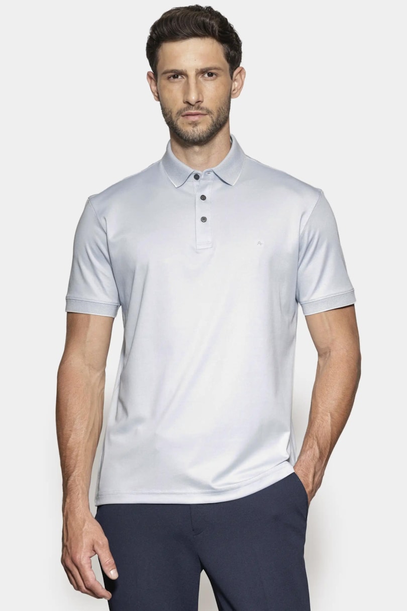 Polo Manga Curta Interlock Tech Azul Claro