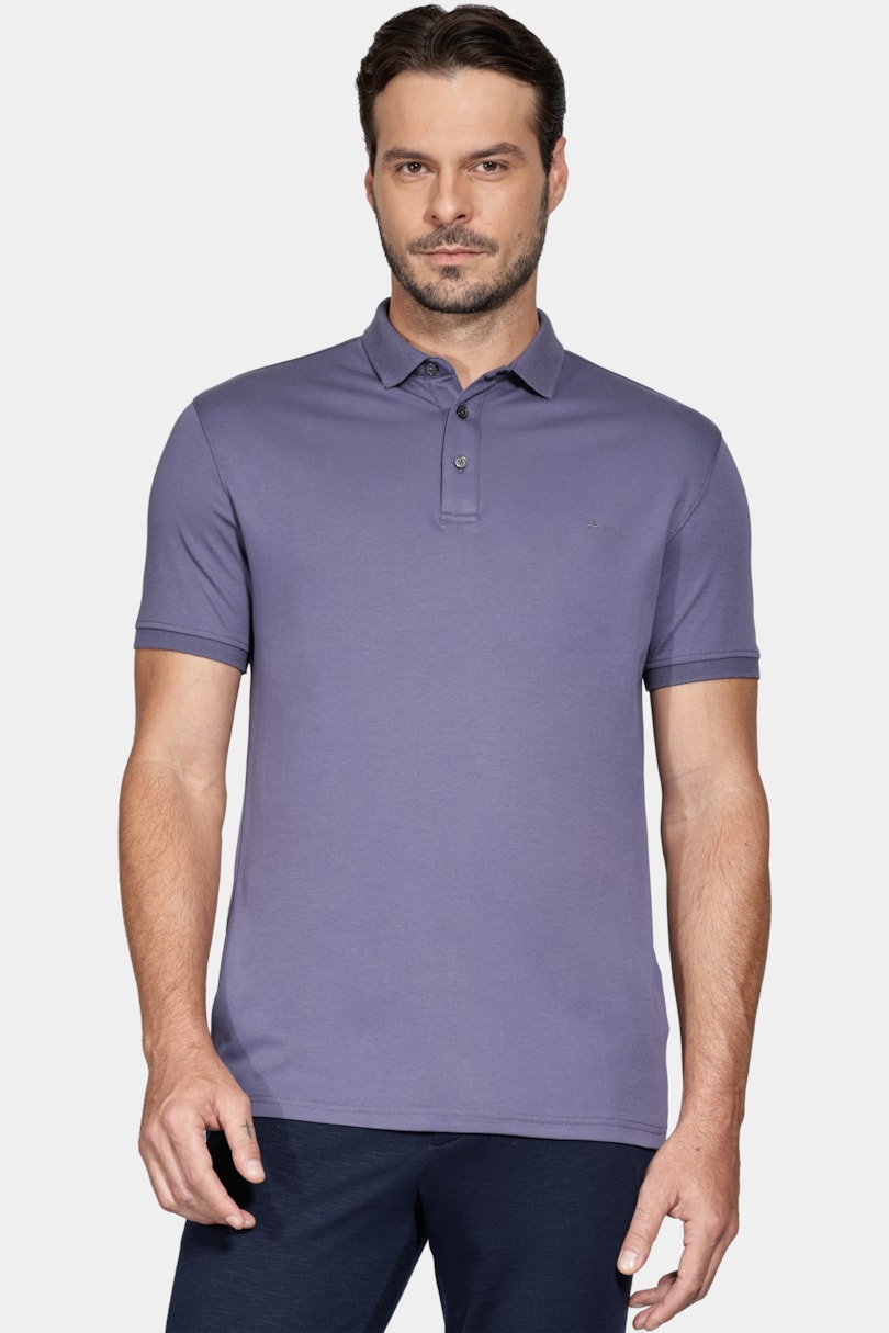 Polo Manga Curta Liquid Cotton Azul Indigo
