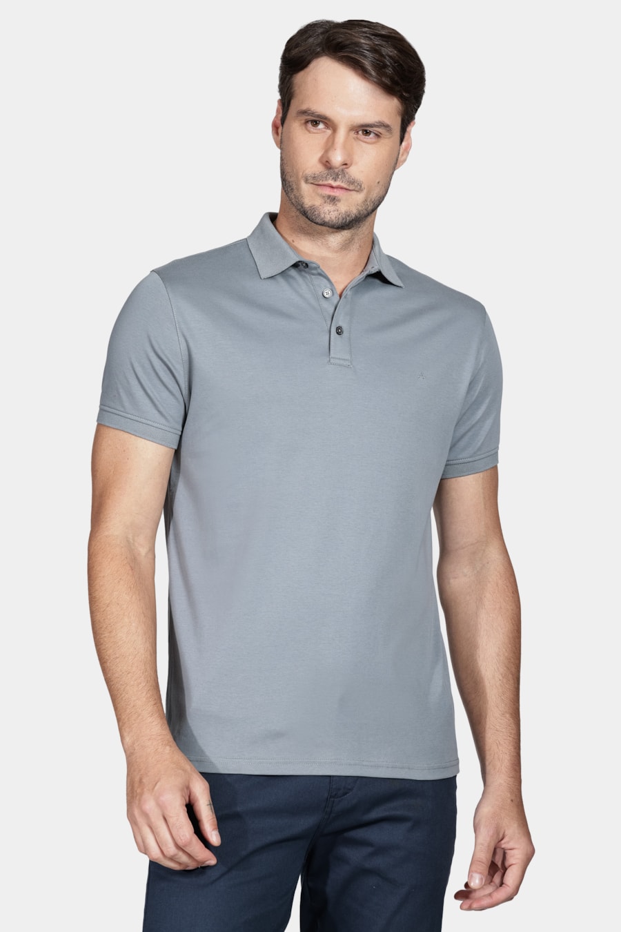 Polo Manga Curta Liquid Cotton Azul Indigo — foto 1 de 4