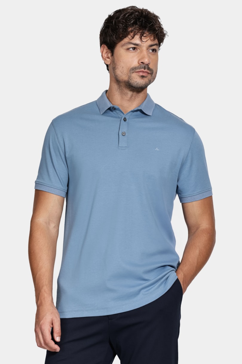 Polo Manga Curta Liquid Cotton Indigo