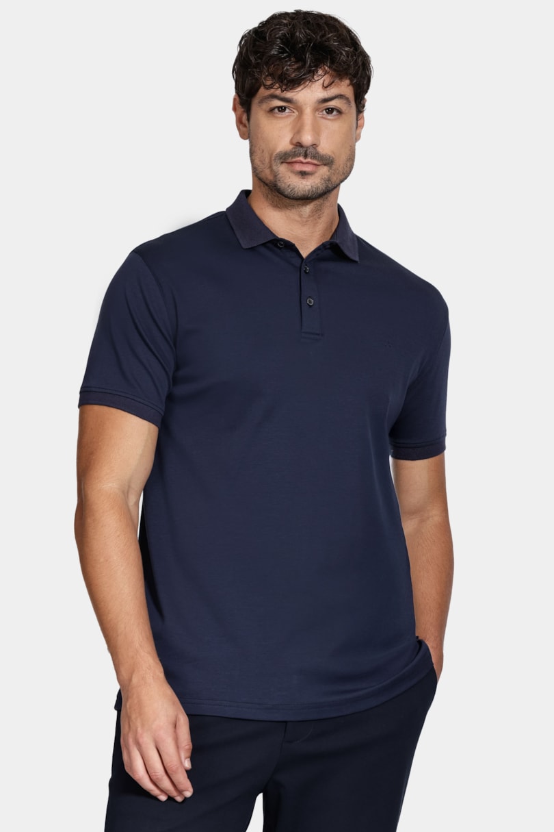 Polo Manga Curta Liquid Cotton Navy