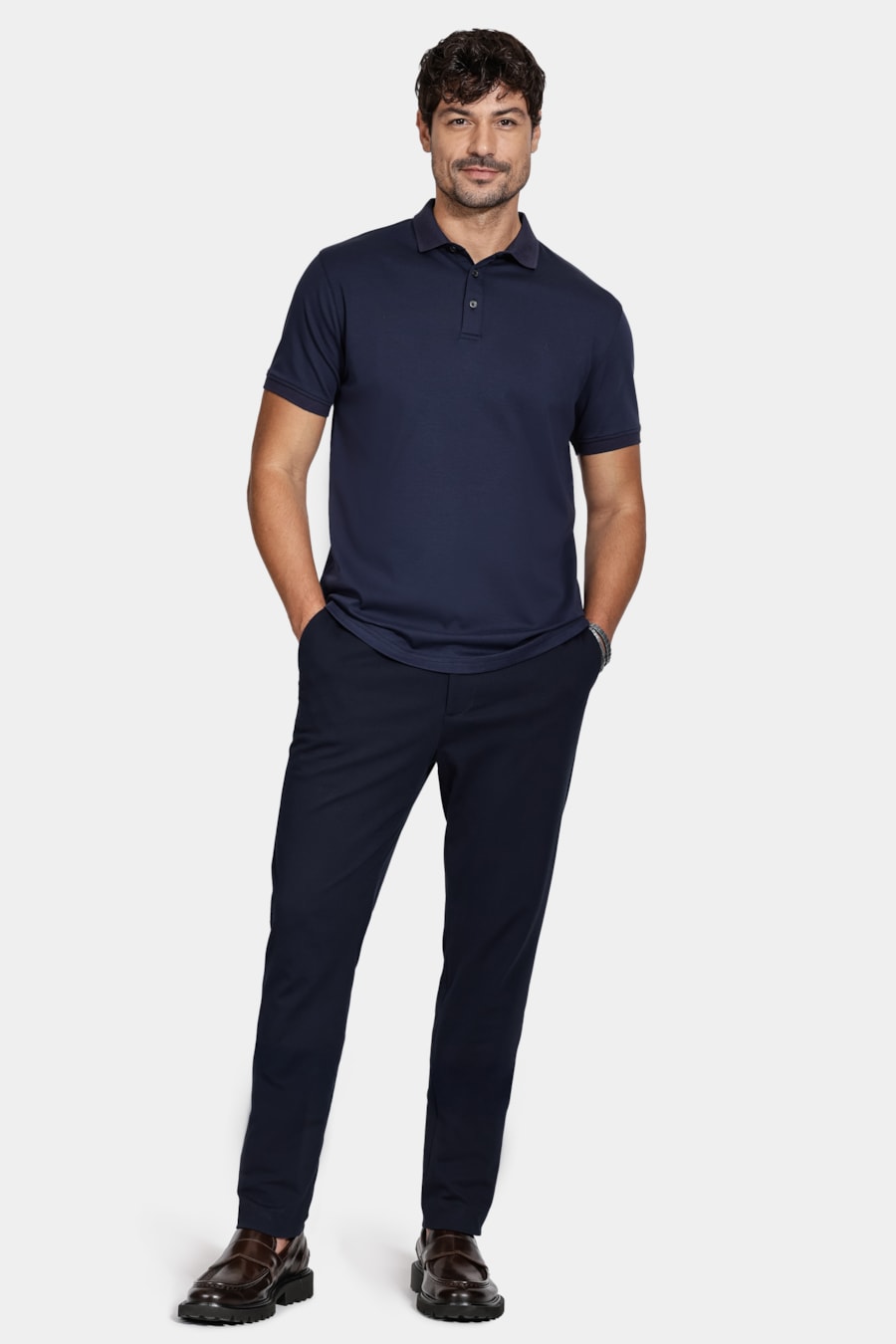 Polo Manga Curta Liquid Cotton Navy — foto 2 de 5