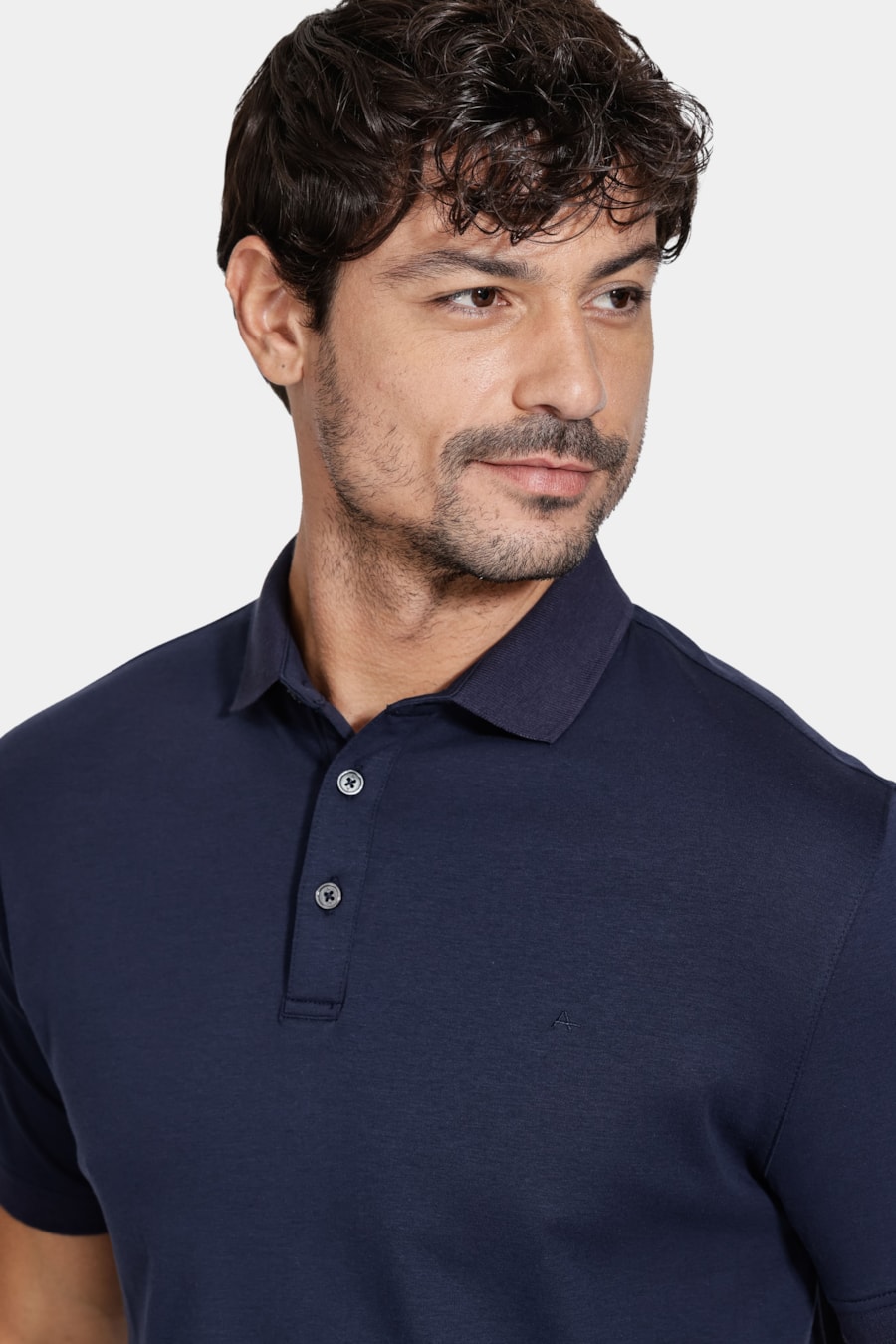Polo Manga Curta Liquid Cotton Navy — foto 3 de 5