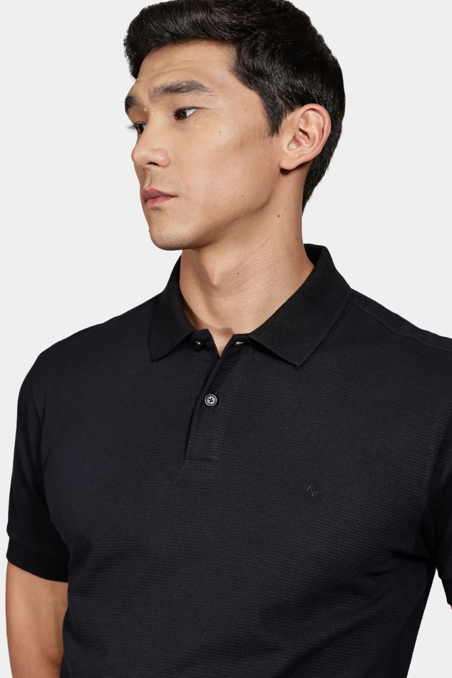 Polo Manga Curta Listrada Jacquard Preto — foto 3 de 5