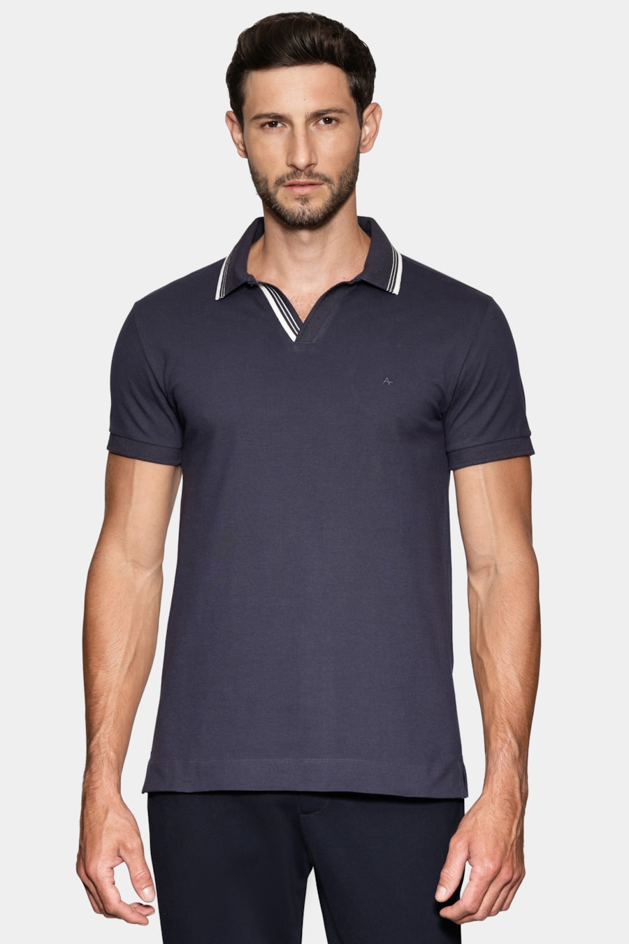 Polo Manga Curta Listras Navy Navy — foto 1 de 6