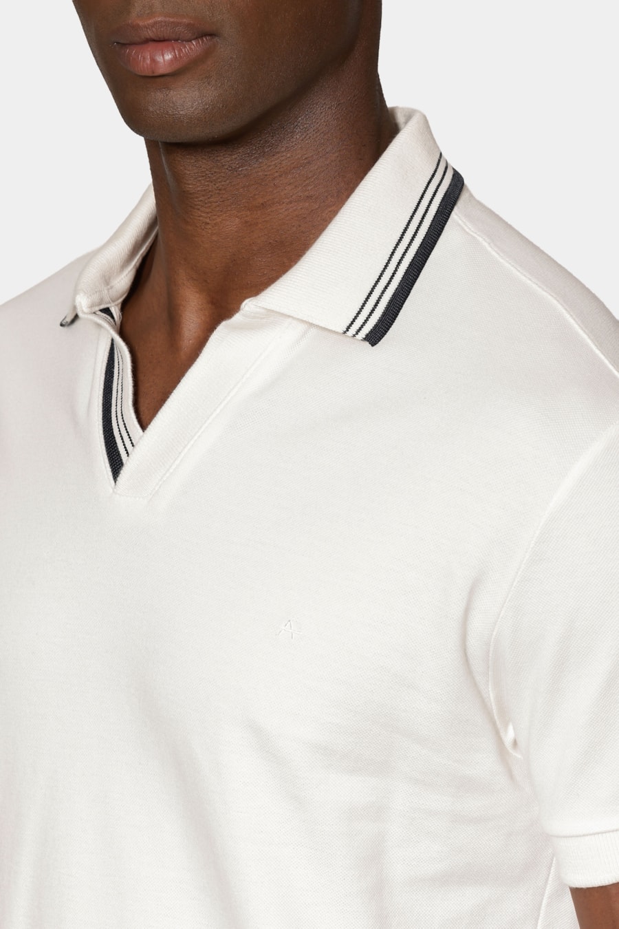 Polo Manga Curta Listras Navy Off White — foto 3 de 7