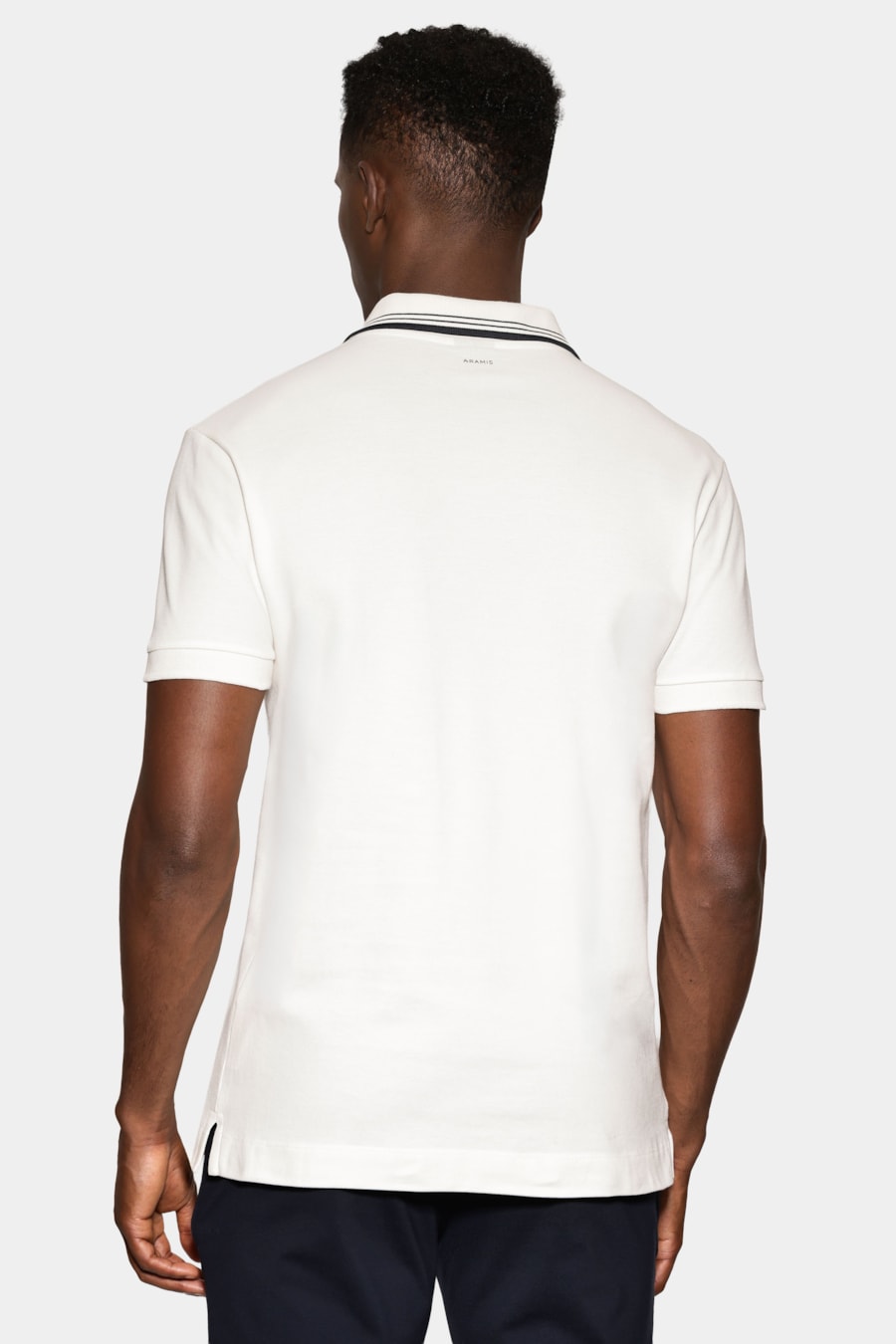 Polo Manga Curta Listras Navy Off White — foto 5 de 7