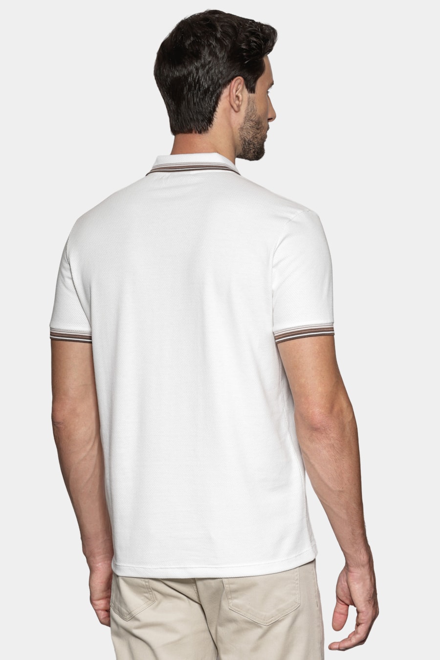 Polo Manga Curta Malha Colmeia Off White — foto 4 de 5