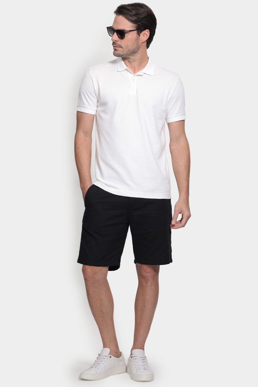 Polo Manga Curta Malha Favo Off White — foto 2 de 5