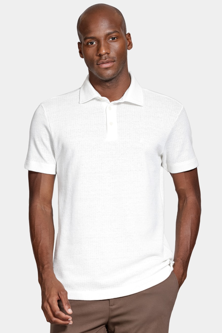 Polo Manga Curta Malha Heritage Off White — foto 1 de 5