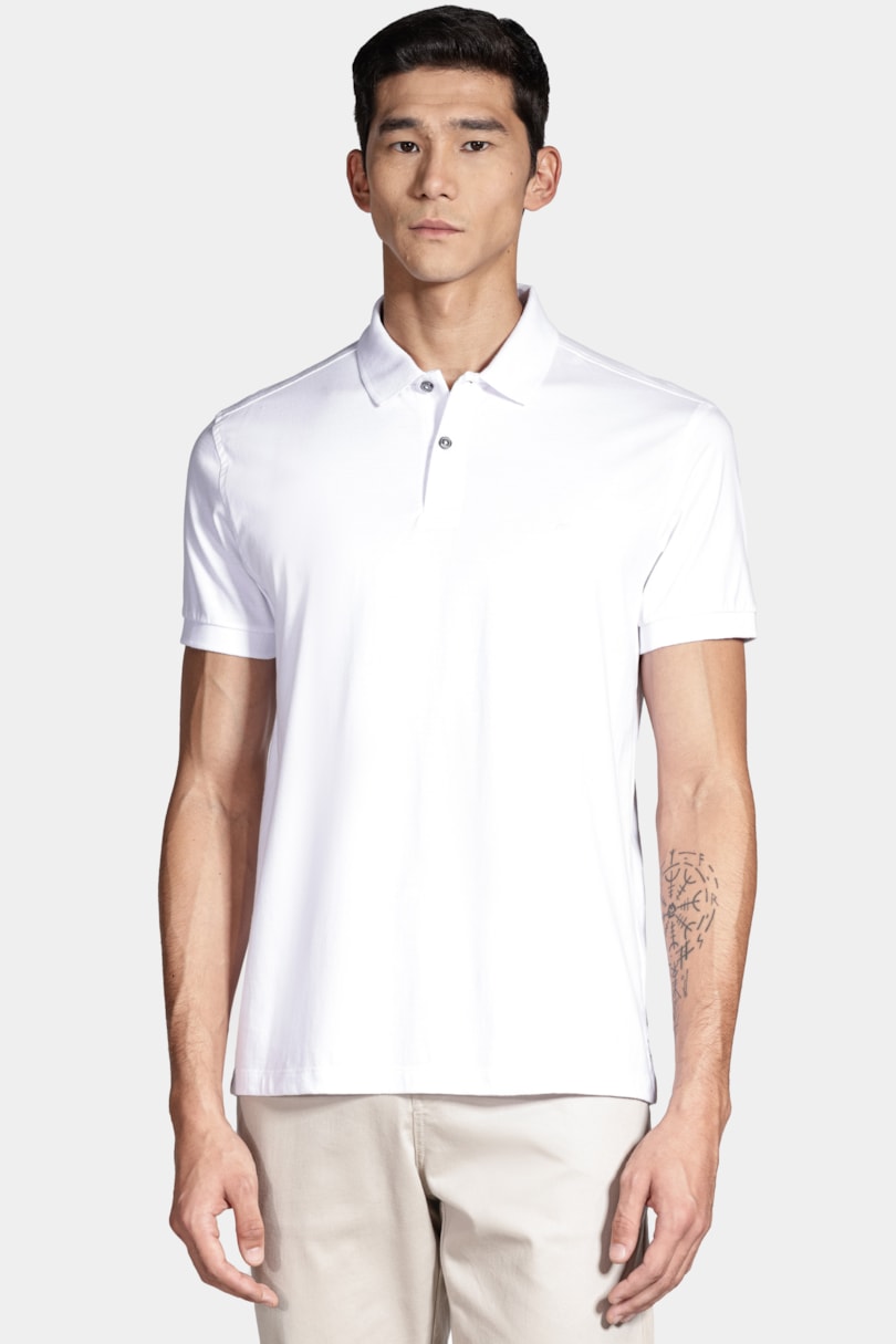 Polo Manga Curta Malha Lisa Off White