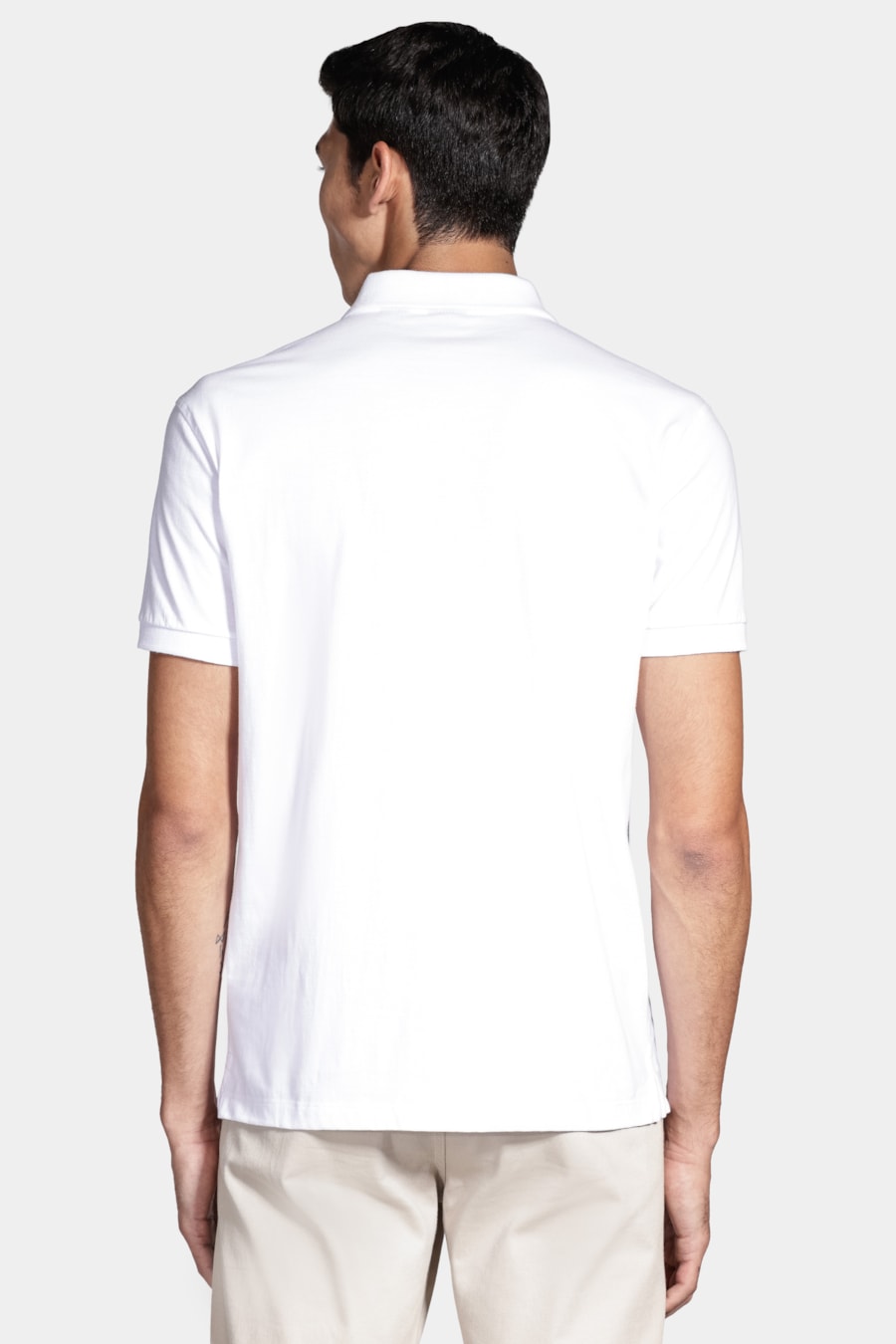 Polo Manga Curta Malha Lisa Off White — foto 4 de 5