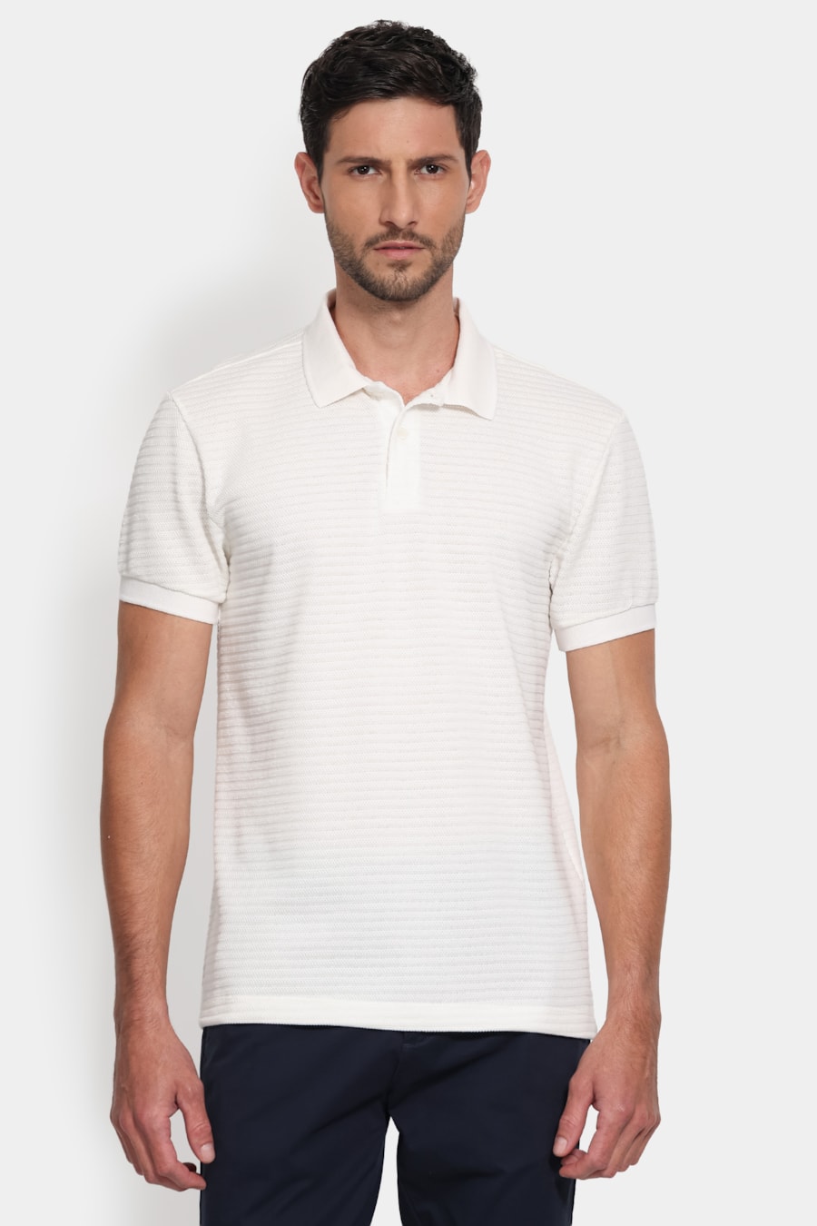 Polo Manga Curta Malha Munique Off White — foto 1 de 6