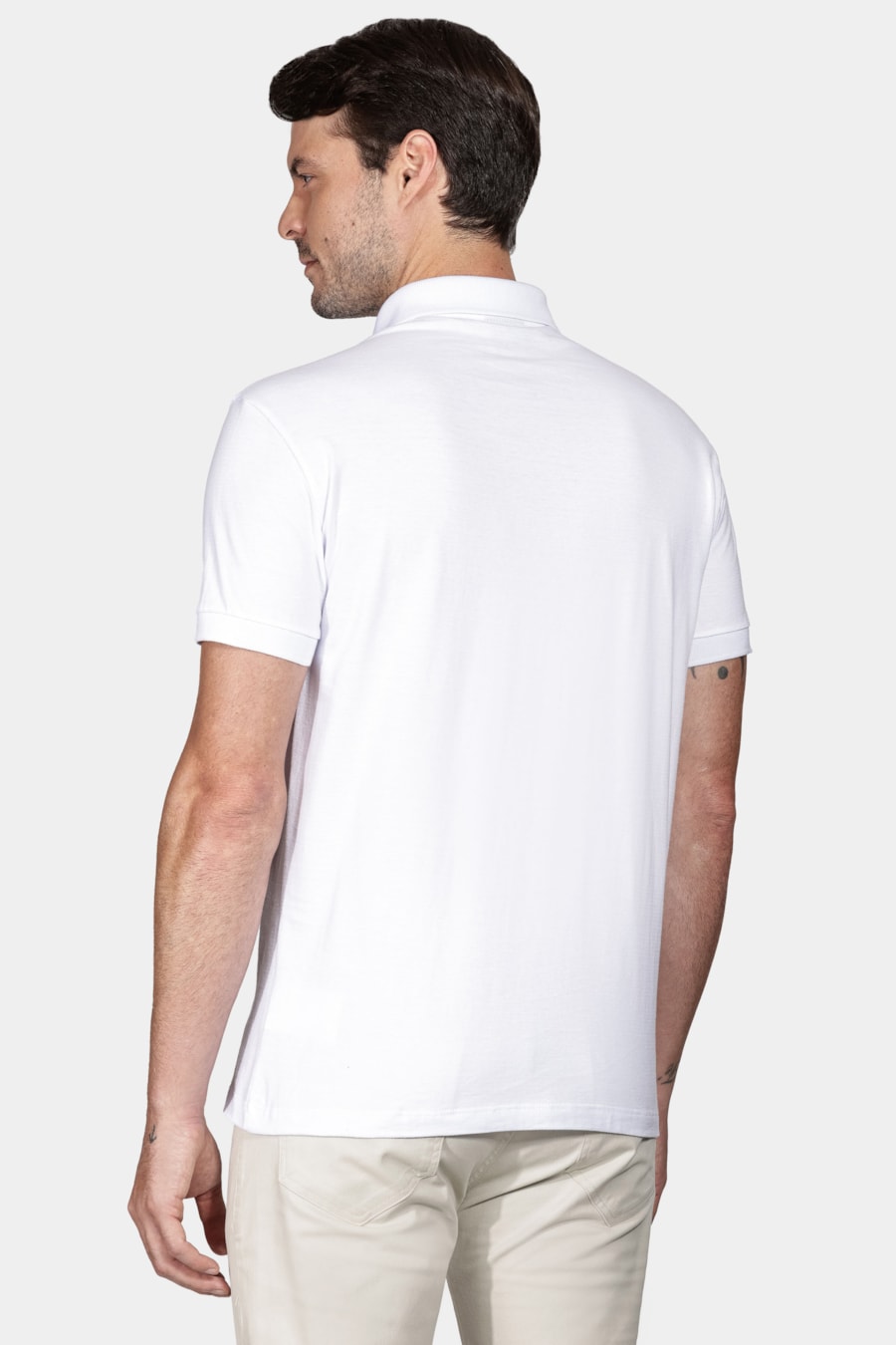 Polo Manga Curta Malha Pontilhada Branco — foto 4 de 4