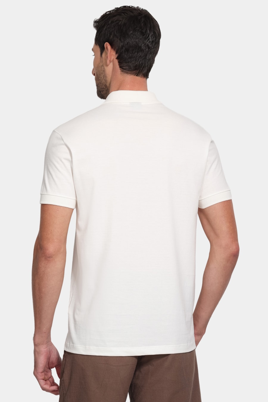 Polo Manga Curta Malha Pontilhada Off White — foto 4 de 5