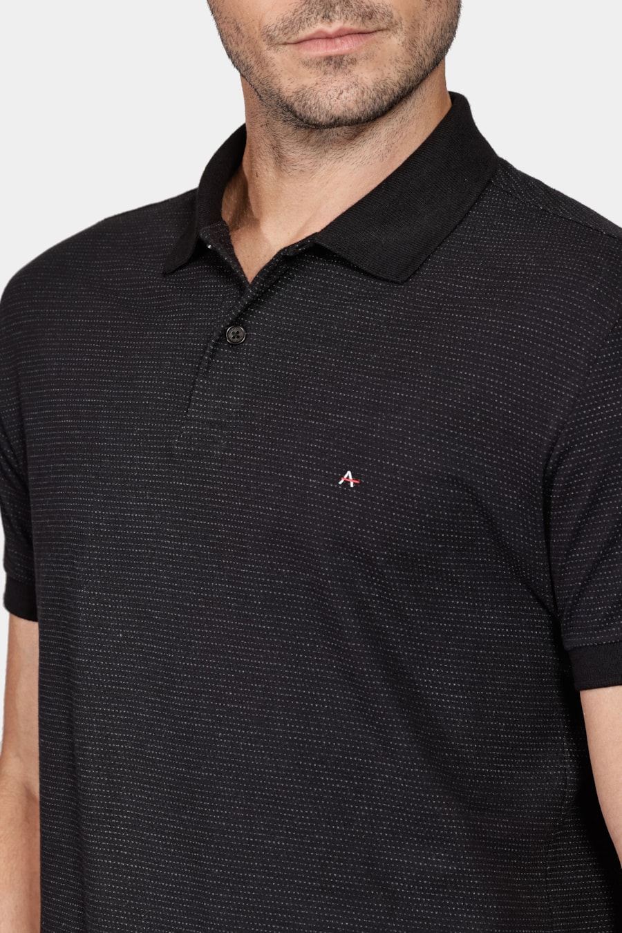 Polo Manga Curta Malha Pontilhada Preto — foto 3 de 4