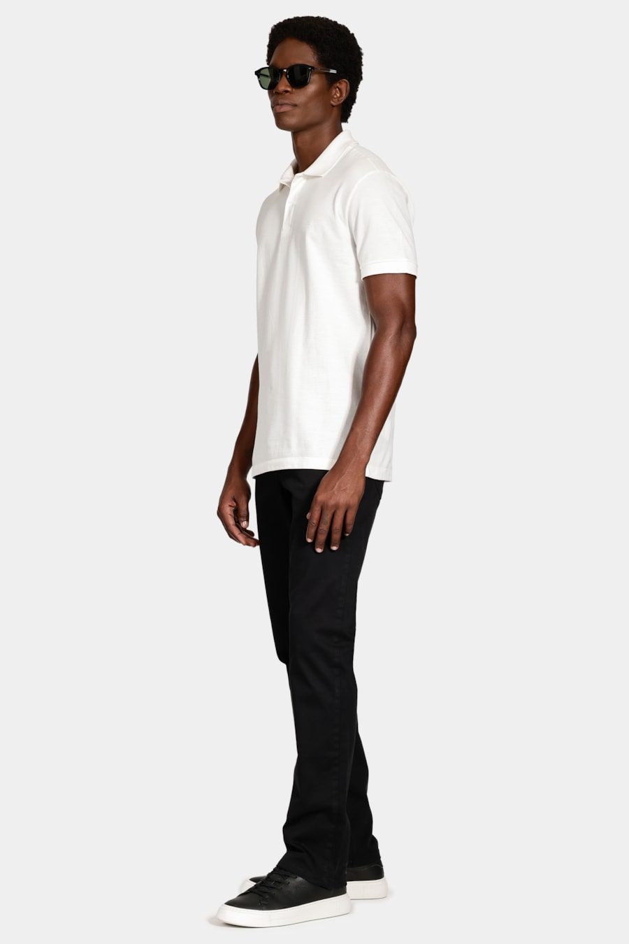 Polo Manga Curta Malha Quadrile Off White — foto 2 de 5