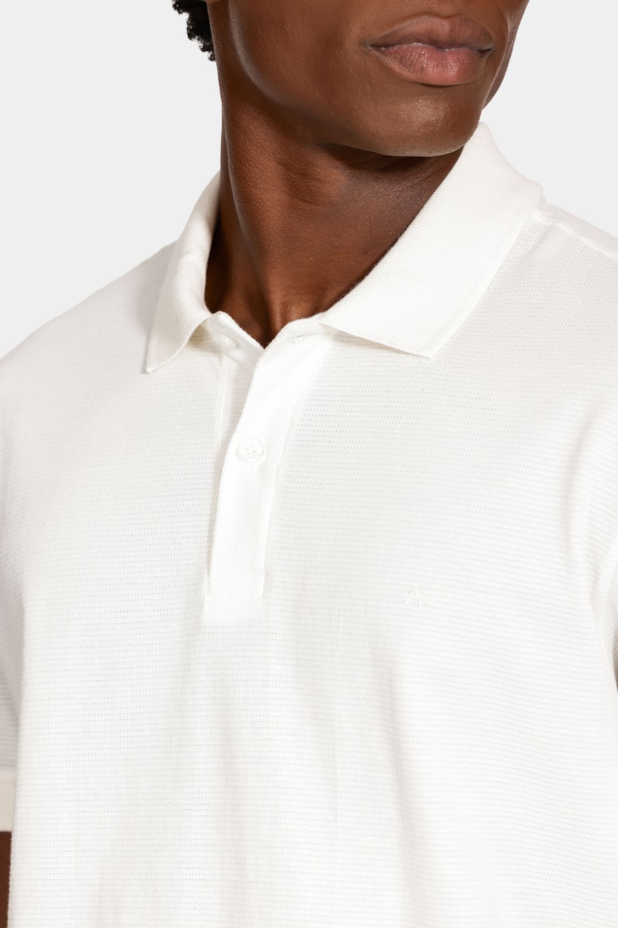 Polo Manga Curta Malha Quadrile Off White — foto 3 de 5