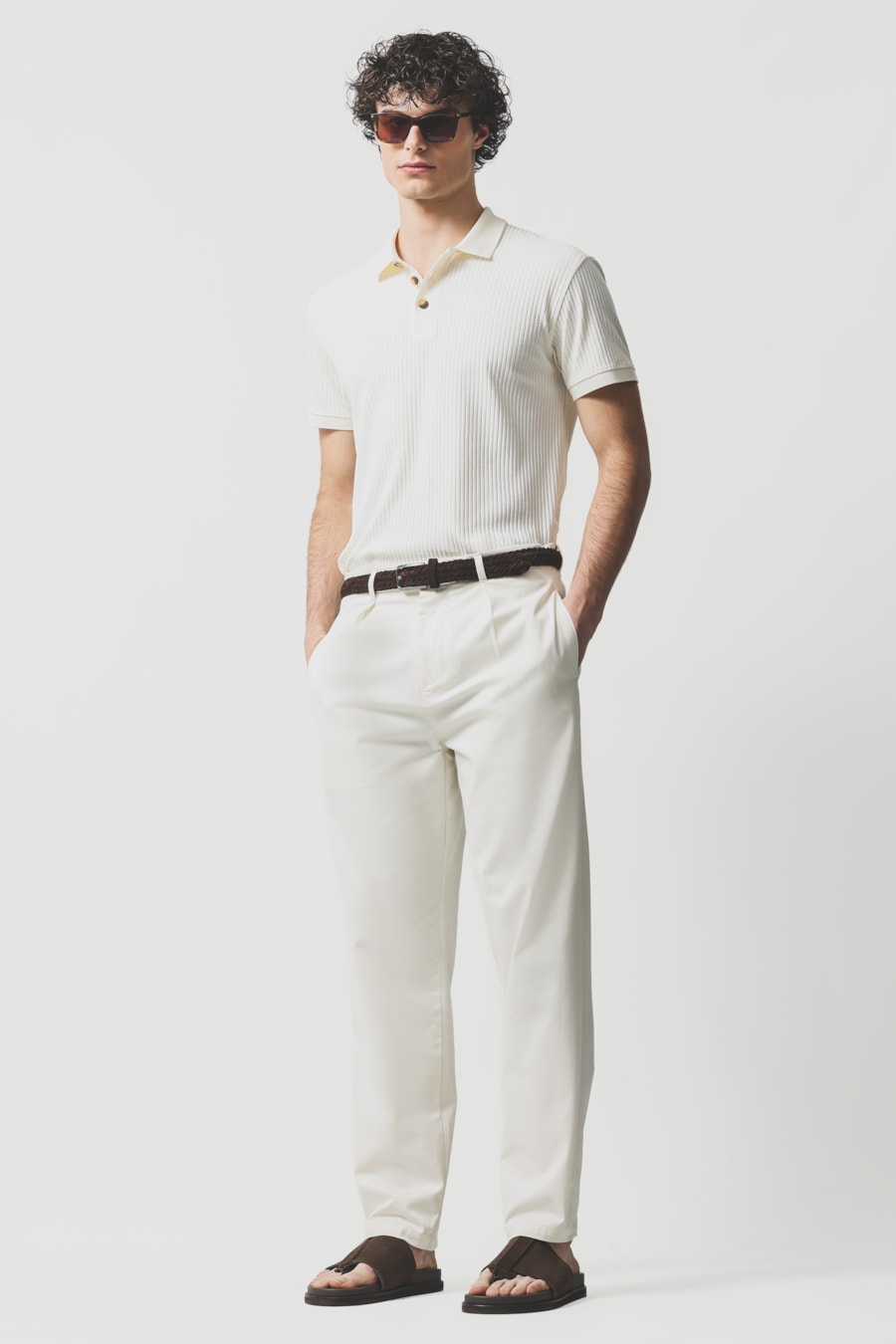 Polo Manga Curta Malha Texturizada Off White — foto 2 de 6