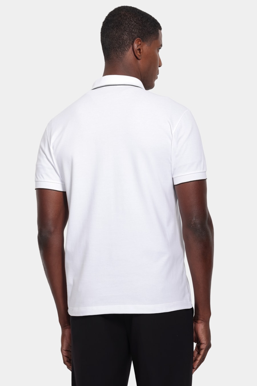 Polo Manga Curta Meio Ziper Gola Friso Branco — foto 4 de 5