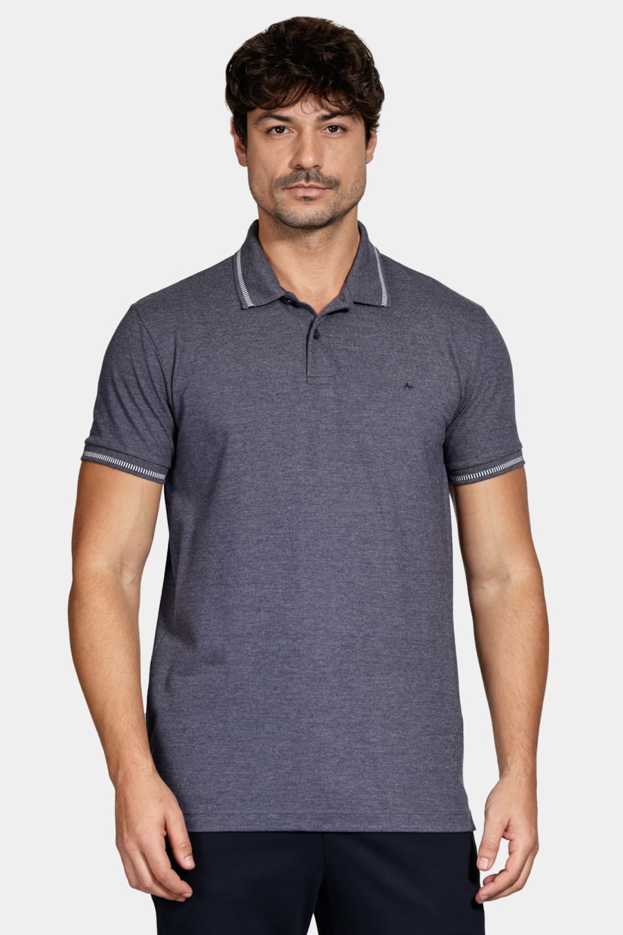 Polo Manga Curta Mescla Navy — foto 1 de 5