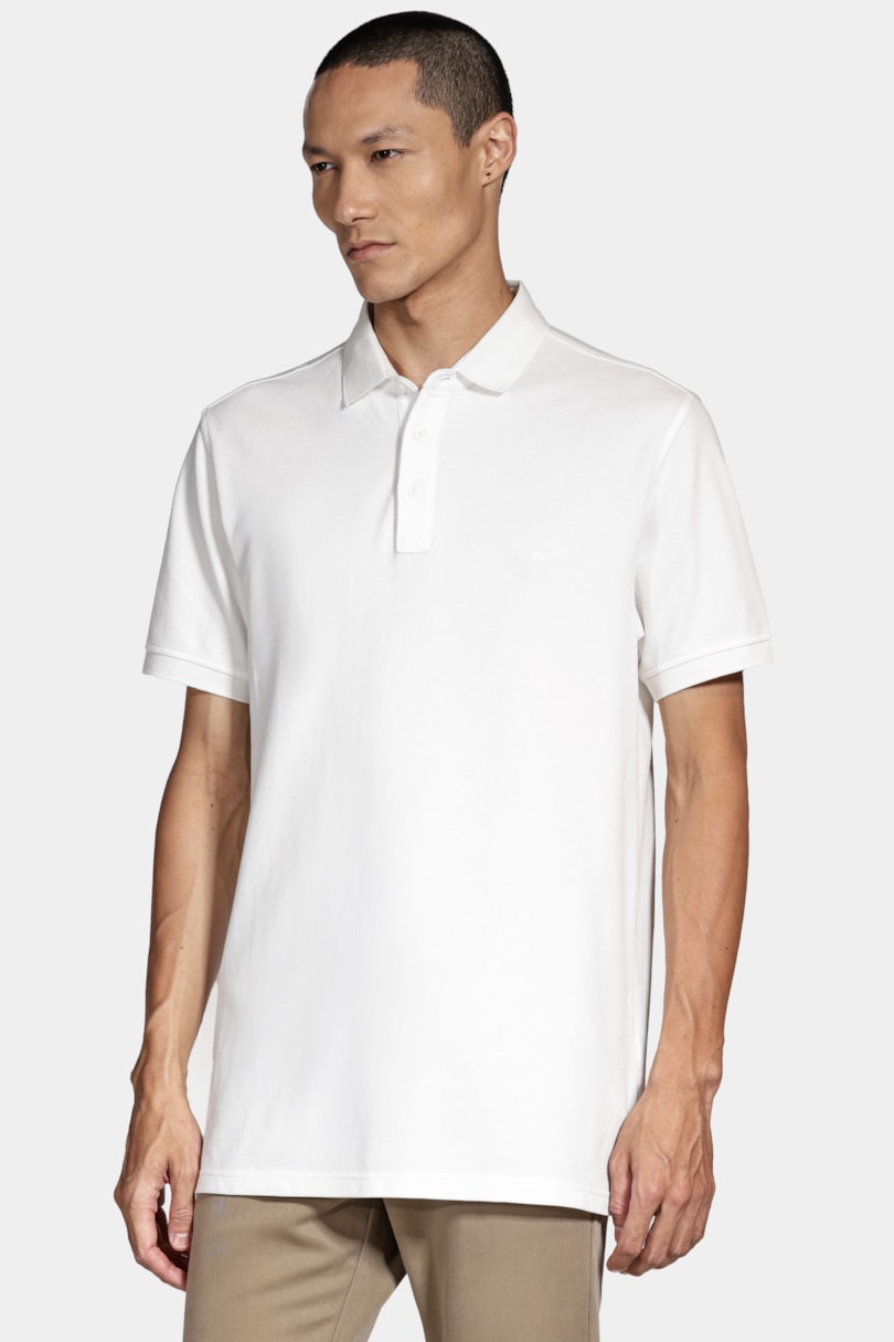 Polo Manga Curta Piquet Algodão Off White