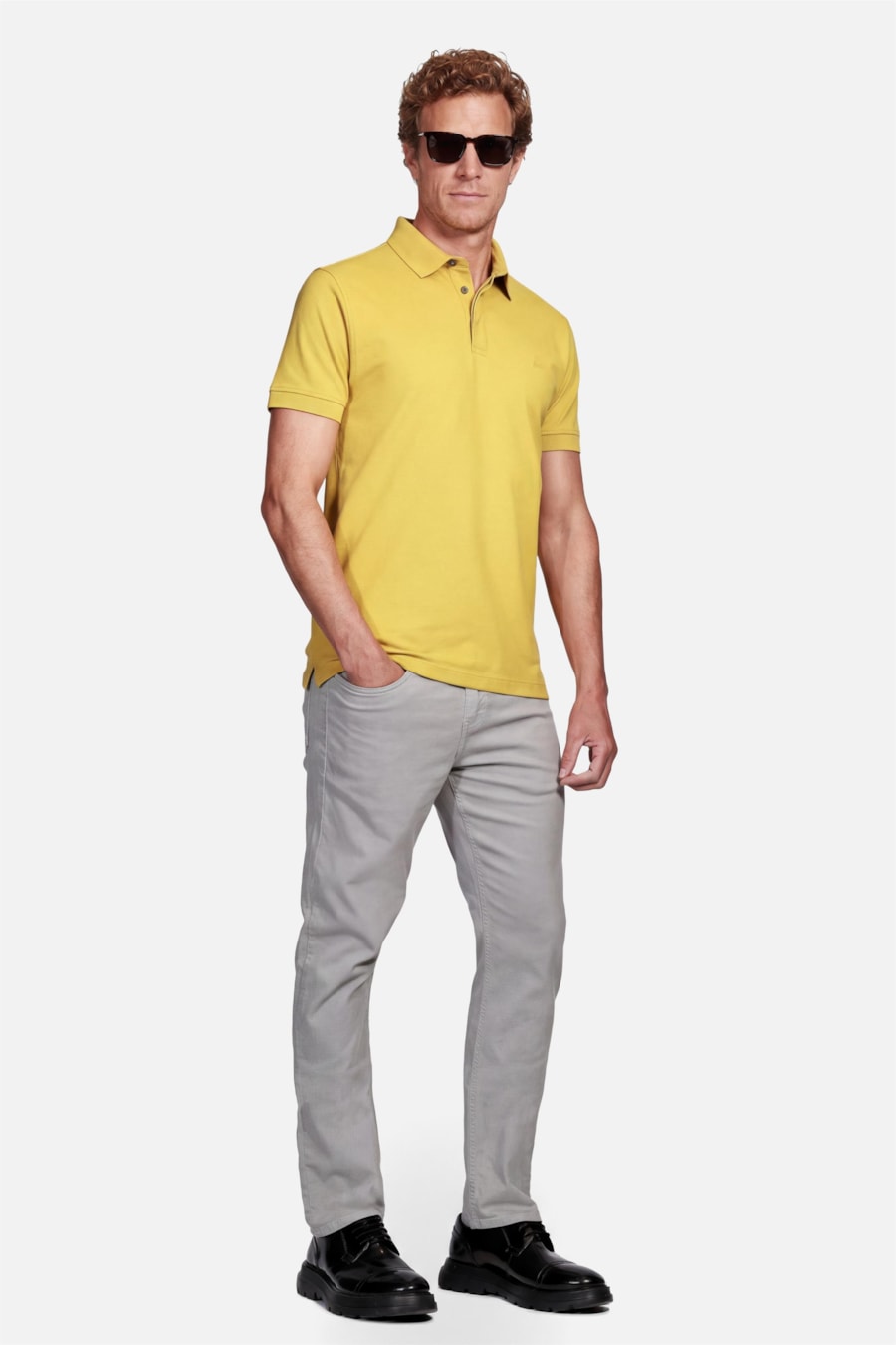 Polo Manga Curta Piquet Color Fix Amarelo Mostarda — foto 2 de 4