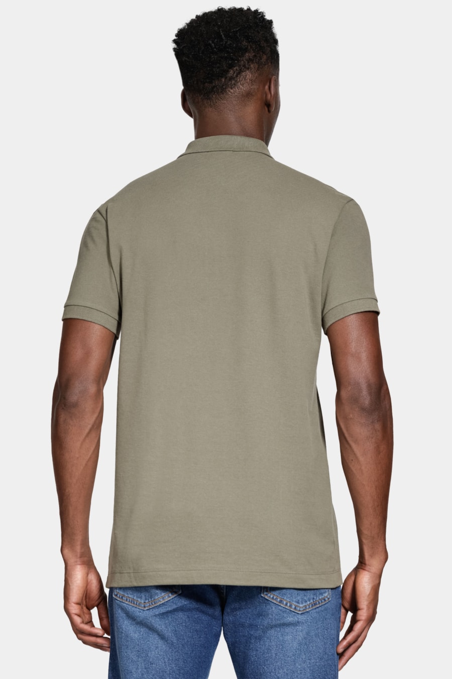 Polo Manga Curta Piquet Com Zíper Verde Militar — foto 4 de 5