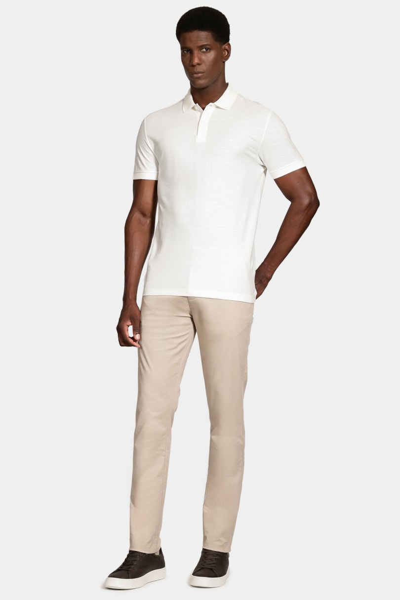 Polo Manga Curta Piquet Flame Off White