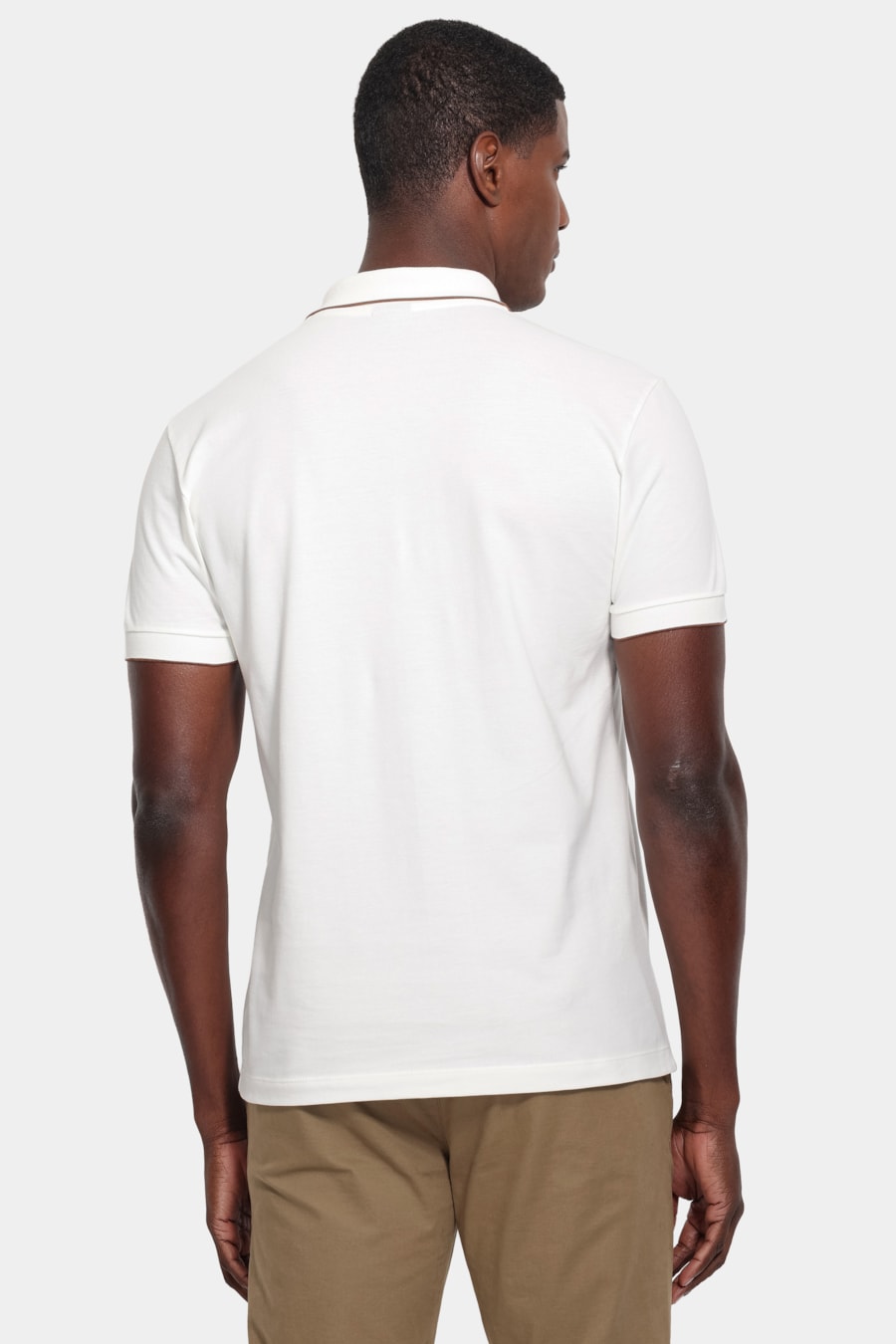 Polo Manga Curta Piquet Friso Fino Gola Off White — foto 4 de 5