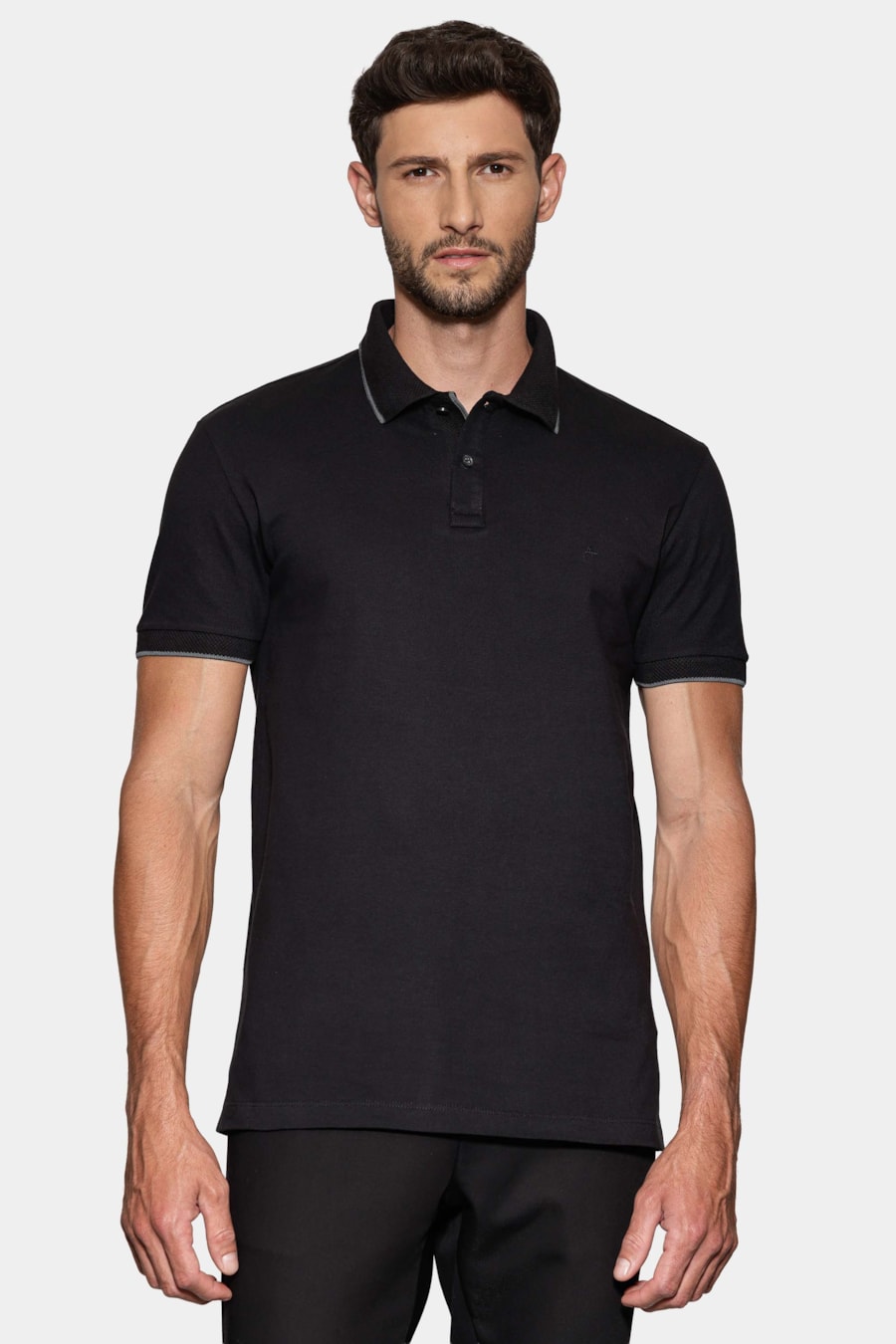 Polo Manga Curta Piquet Gola Favo Preto — foto 1 de 6