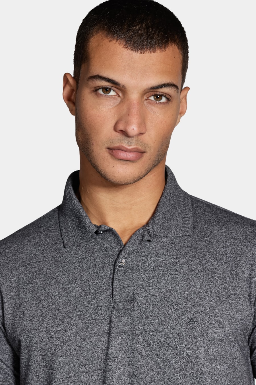 Polo Manga Curta Piquet Gola Jacquard Preto — foto 3 de 5