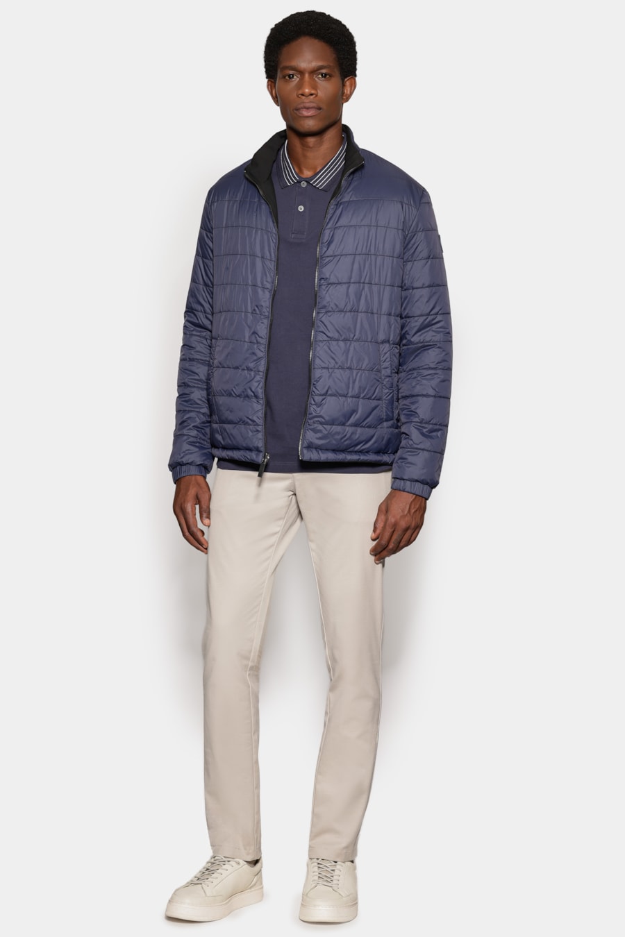 Polo Manga Curta Piquet Gola Listras Navy — foto 2 de 6