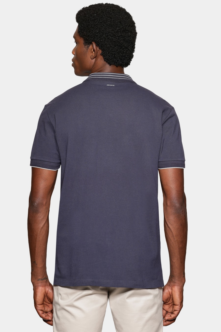 Polo Manga Curta Piquet Gola Listras Navy — foto 5 de 6